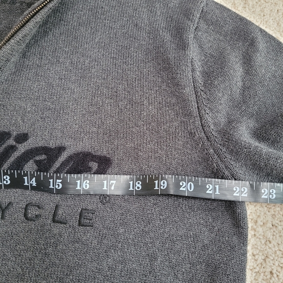 Indian Motorcycle 1/4 Zip Pullover 100% Cotton Sweater Size M Gray Embroidered - Picture 4 of 12